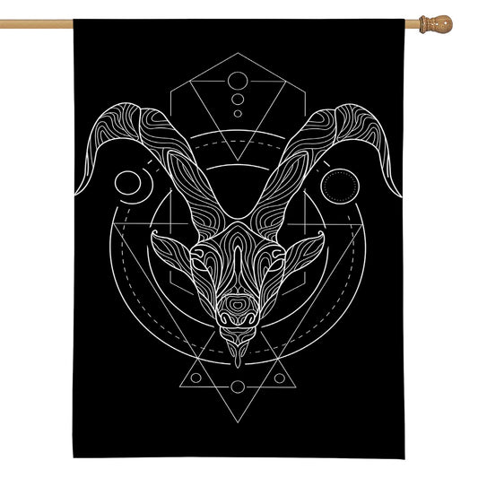 Black And White Capricorn Sign Print House Flag