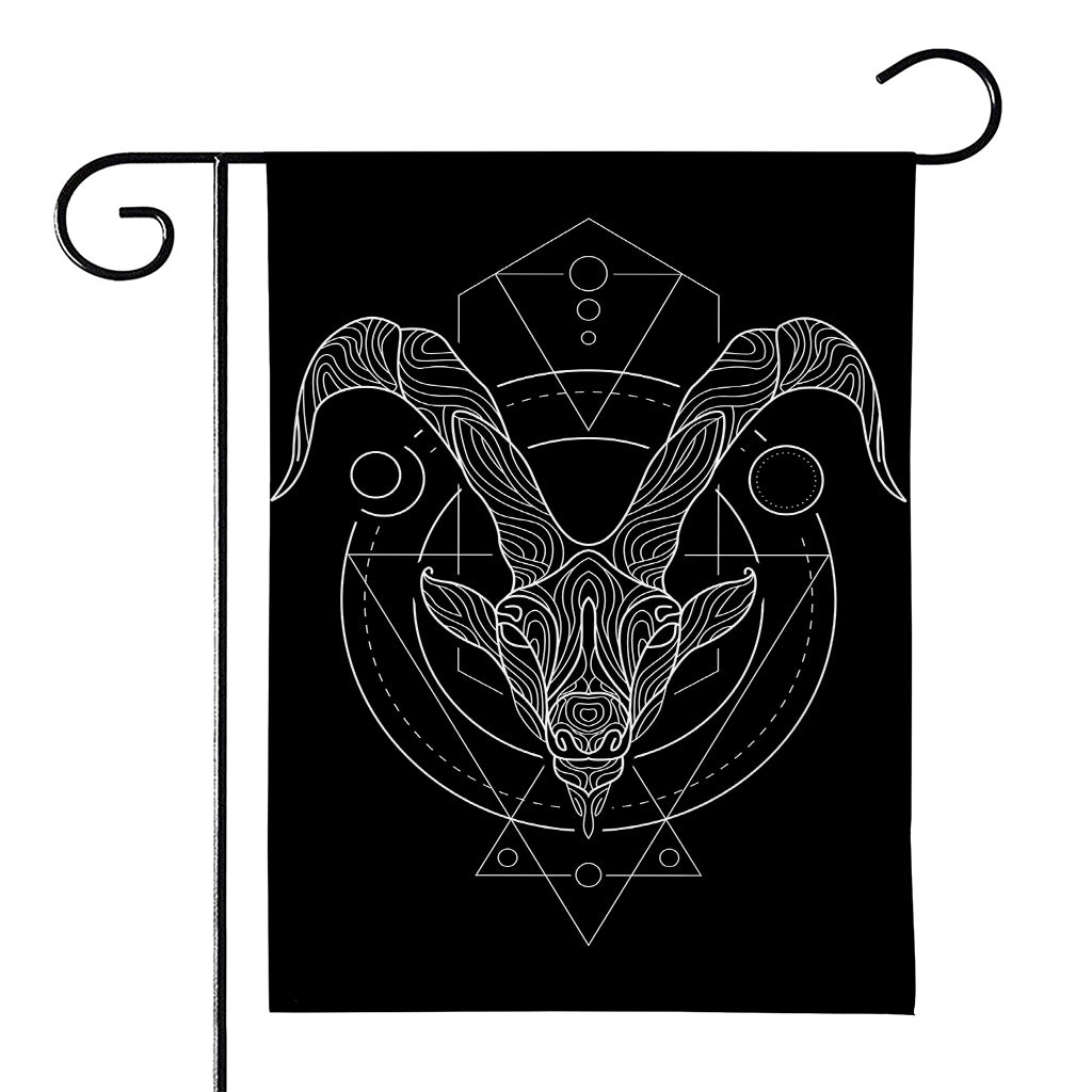 Black And White Capricorn Sign Print House Flag