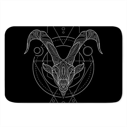 Black And White Capricorn Sign Print Indoor Door Mat