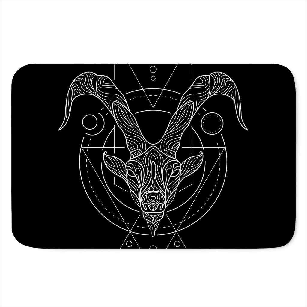 Black And White Capricorn Sign Print Indoor Door Mat