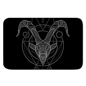 Black And White Capricorn Sign Print Indoor Door Mat