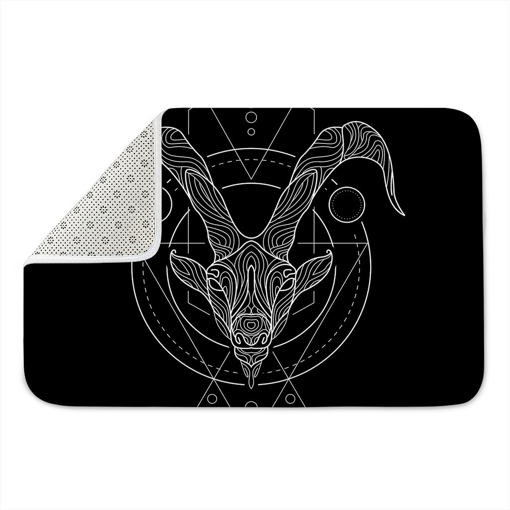 Black And White Capricorn Sign Print Indoor Door Mat