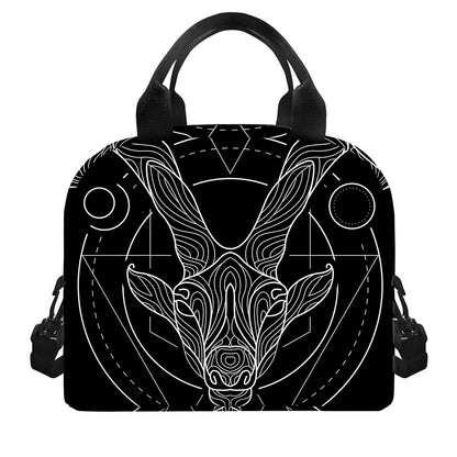 Black And White Capricorn Sign Print Insulated Lunch Bag