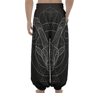 Black And White Capricorn Sign Print Lantern Pants