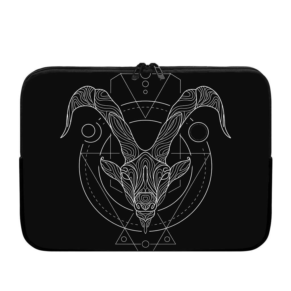 Black And White Capricorn Sign Print Laptop Sleeve