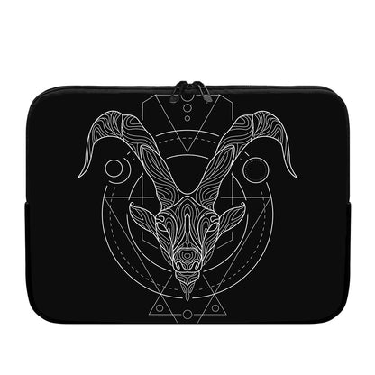 Black And White Capricorn Sign Print Laptop Sleeve