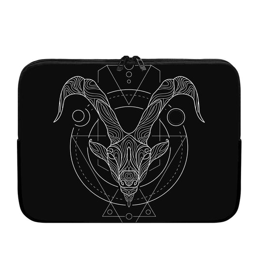 Black And White Capricorn Sign Print Laptop Sleeve