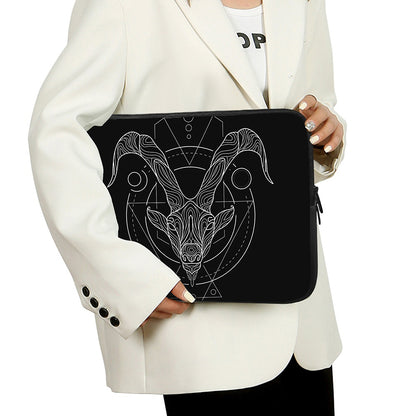Black And White Capricorn Sign Print Laptop Sleeve
