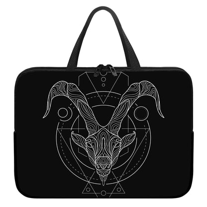 Black And White Capricorn Sign Print Laptop Sleeve With Handle