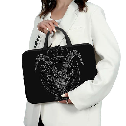 Black And White Capricorn Sign Print Laptop Sleeve With Handle