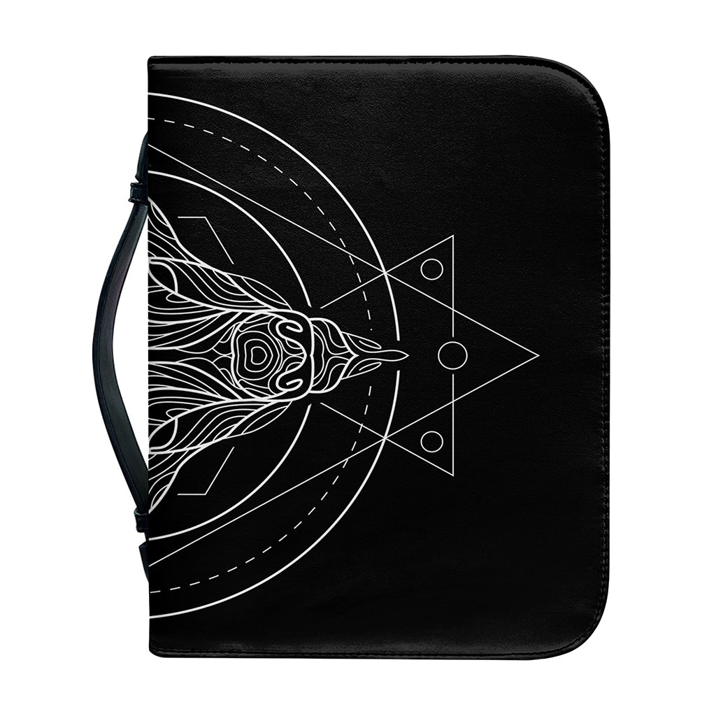 Black And White Capricorn Sign Print Leather Bible Cover
