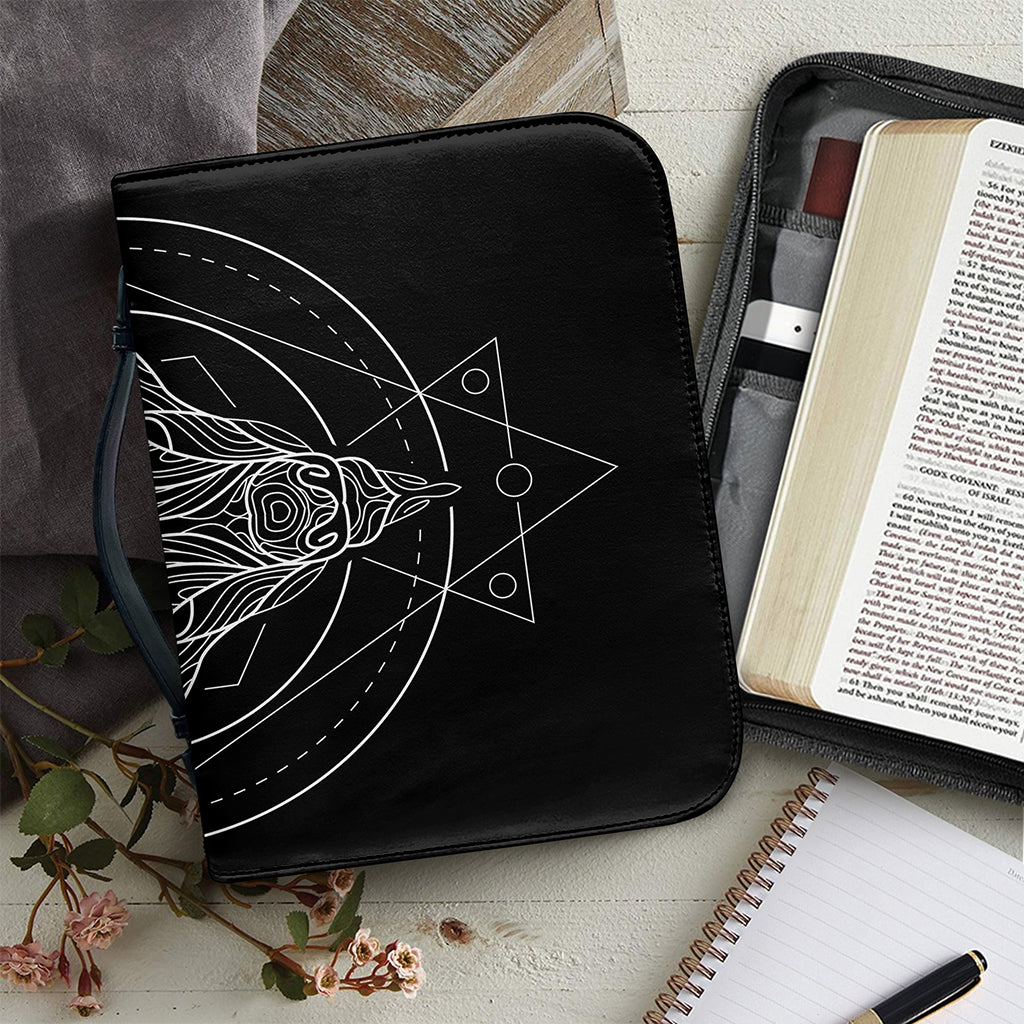 Black And White Capricorn Sign Print Leather Bible Cover