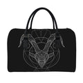Black And White Capricorn Sign Print Leather Duffel Bag