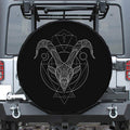 Black And White Capricorn Sign Print Leather Spare Tire Cover
