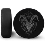 Black And White Capricorn Sign Print Leather Spare Tire Cover