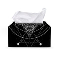 Black And White Capricorn Sign Print Leather Tissue Box Cover