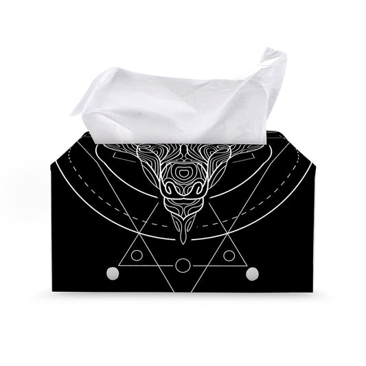 Black And White Capricorn Sign Print Leather Tissue Box Cover
