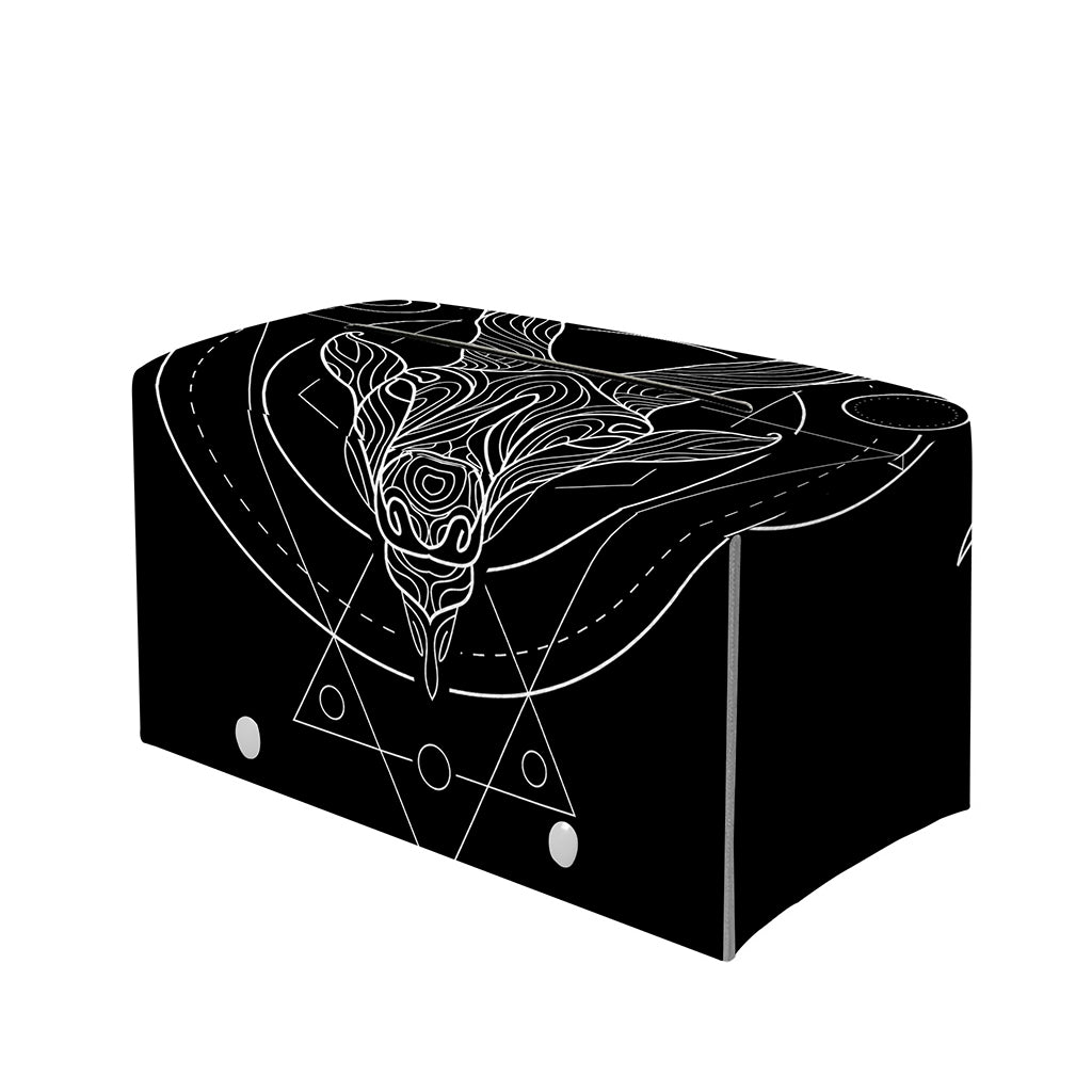 Black And White Capricorn Sign Print Leather Tissue Box Cover