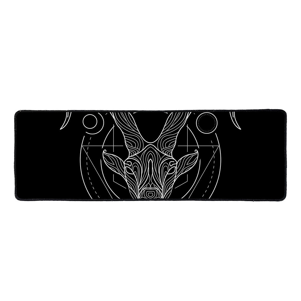 Black And White Capricorn Sign Print Long Kitchen Mat