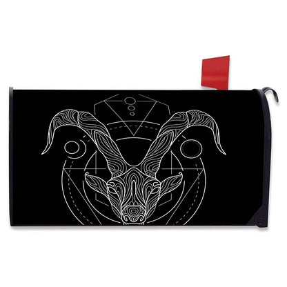Black And White Capricorn Sign Print Mailbox Cover