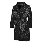 Black And White Capricorn Sign Print Men's Bathrobe