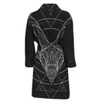 Black And White Capricorn Sign Print Men's Bathrobe