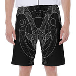 Black And White Capricorn Sign Print Men's Beach Shorts