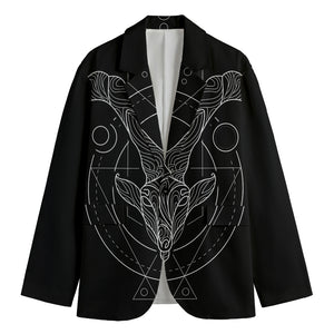 Black And White Capricorn Sign Print Men's Blazer