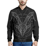 Black And White Capricorn Sign Print Men's Bomber Jacket