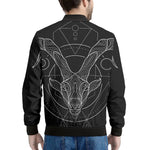 Black And White Capricorn Sign Print Men's Bomber Jacket