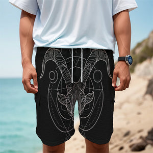 Black And White Capricorn Sign Print Men's Cargo Shorts