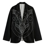 Black And White Capricorn Sign Print Men's Cotton Blazer