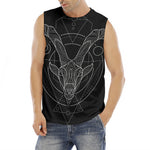 Black And White Capricorn Sign Print Men's Fitness Tank Top