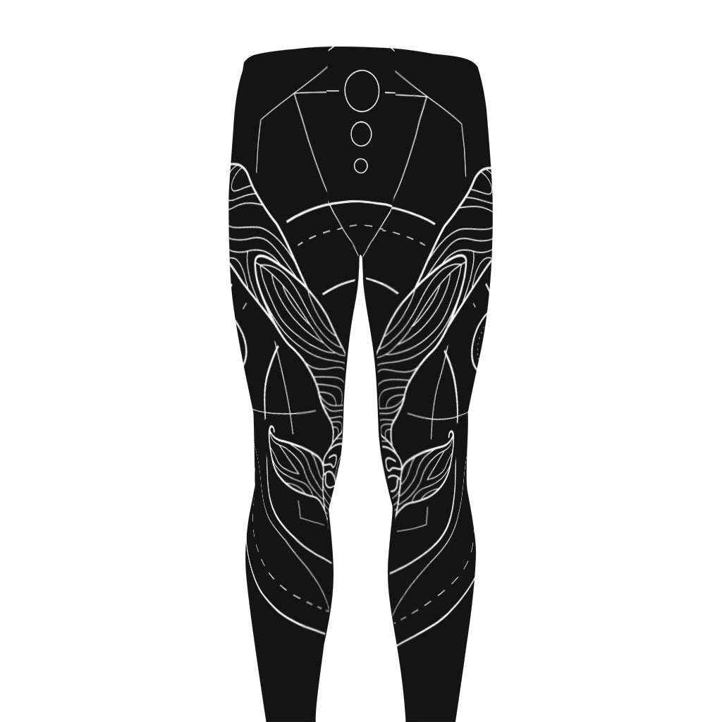 Black And White Capricorn Sign Print Men's leggings