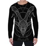 Black And White Capricorn Sign Print Men's Long Sleeve T-Shirt