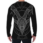 Black And White Capricorn Sign Print Men's Long Sleeve T-Shirt