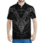 Black And White Capricorn Sign Print Men's Polo Shirt