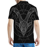 Black And White Capricorn Sign Print Men's Polo Shirt