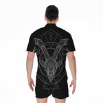 Black And White Capricorn Sign Print Men's Rompers
