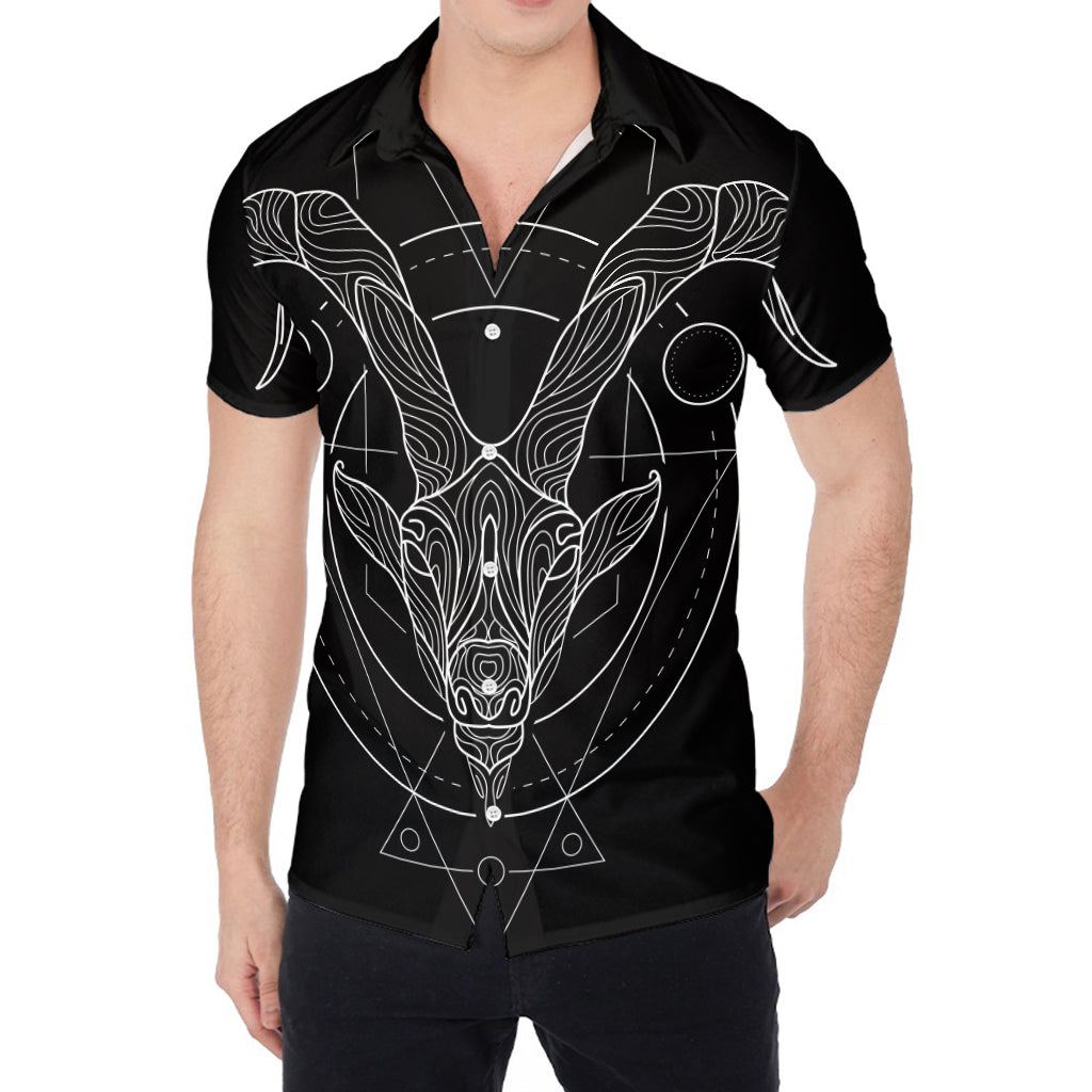Black And White Capricorn Sign Print Men's Shirt