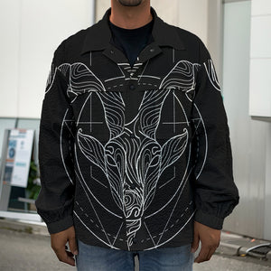 Black And White Capricorn Sign Print Men's Shirt Jacket