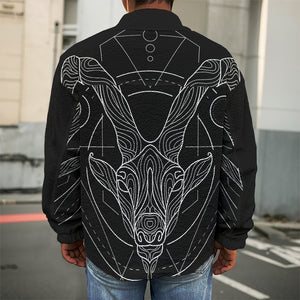 Black And White Capricorn Sign Print Men's Shirt Jacket