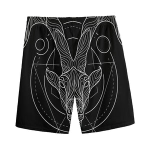 Black And White Capricorn Sign Print Men's Sports Shorts