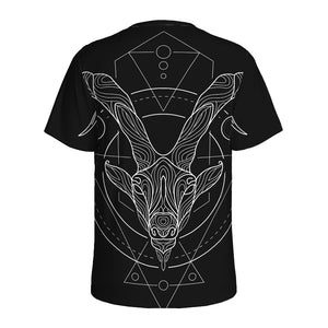 Black And White Capricorn Sign Print Men's Sports T-Shirt