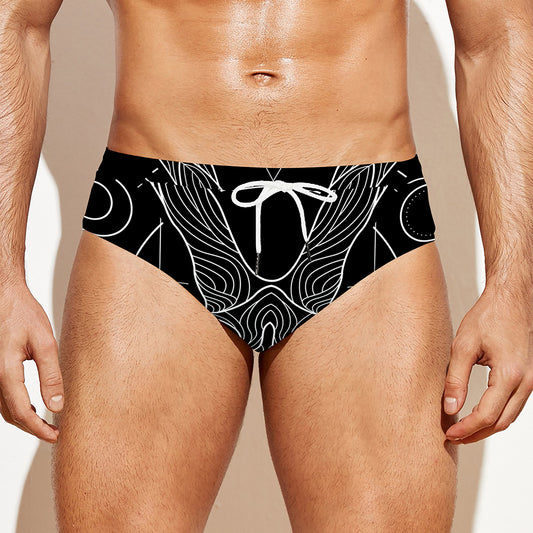 Black And White Capricorn Sign Print Men's Swim Briefs