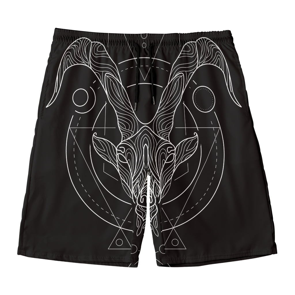 Black And White Capricorn Sign Print Men's Swim Trunks