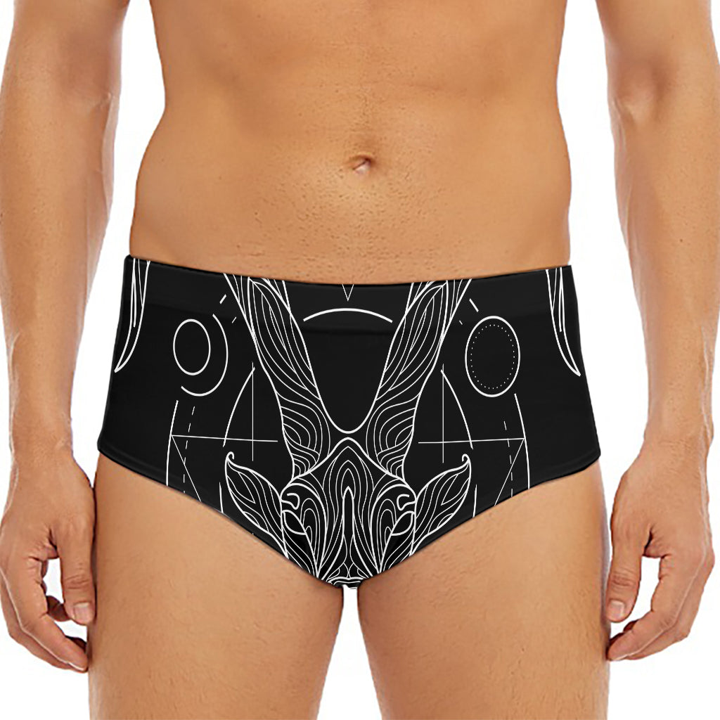 Black And White Capricorn Sign Print Men's Triangle Swim Briefs