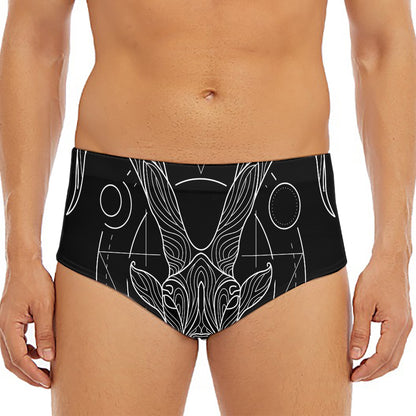 Black And White Capricorn Sign Print Men's Triangle Swim Briefs