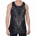 Black And White Capricorn Sign Print Men's Velvet Tank Top