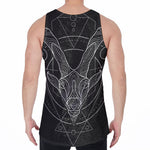 Black And White Capricorn Sign Print Men's Velvet Tank Top